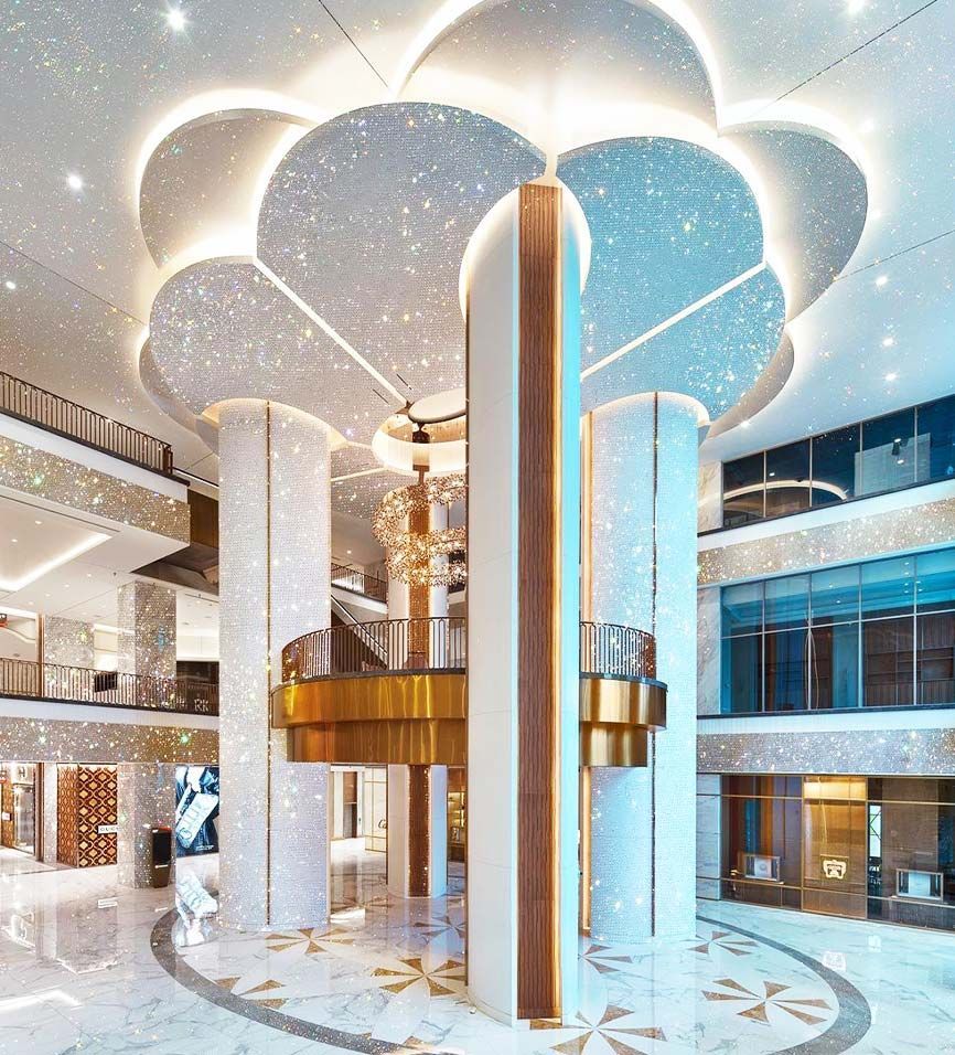 The grand atrium of Jio World Plaza in Mumbai